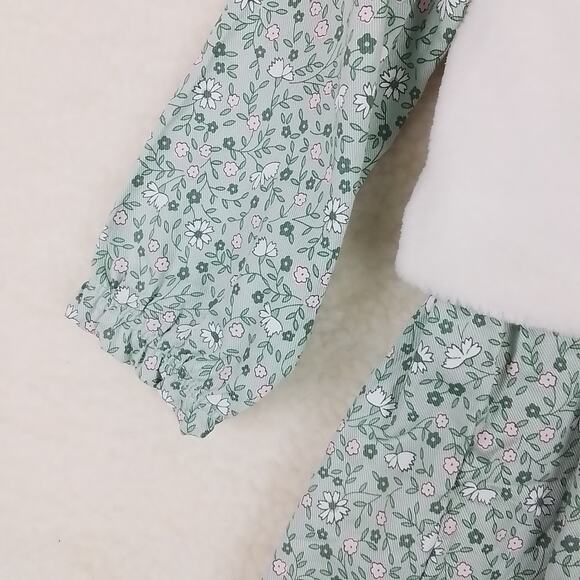 Carters Baby Set 24mo Green Pink Dress Leggings Layette Cotton Floral Print - Picture 14 of 15